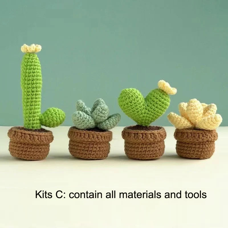 Handmade Cactus Love Potted Crochet Knitting Kits Wool Yarn Crochet Display Kit For DIY Beginner Women Home Gift Wholesales