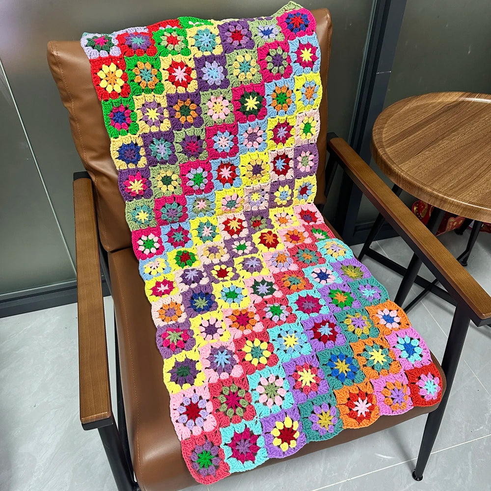 DIY Colourful Daisy Handmade Hand Hook Tablecloth Fashion Carpet Crochet Blanket Yoga Bolster Cushion Party Crochet Table Mat