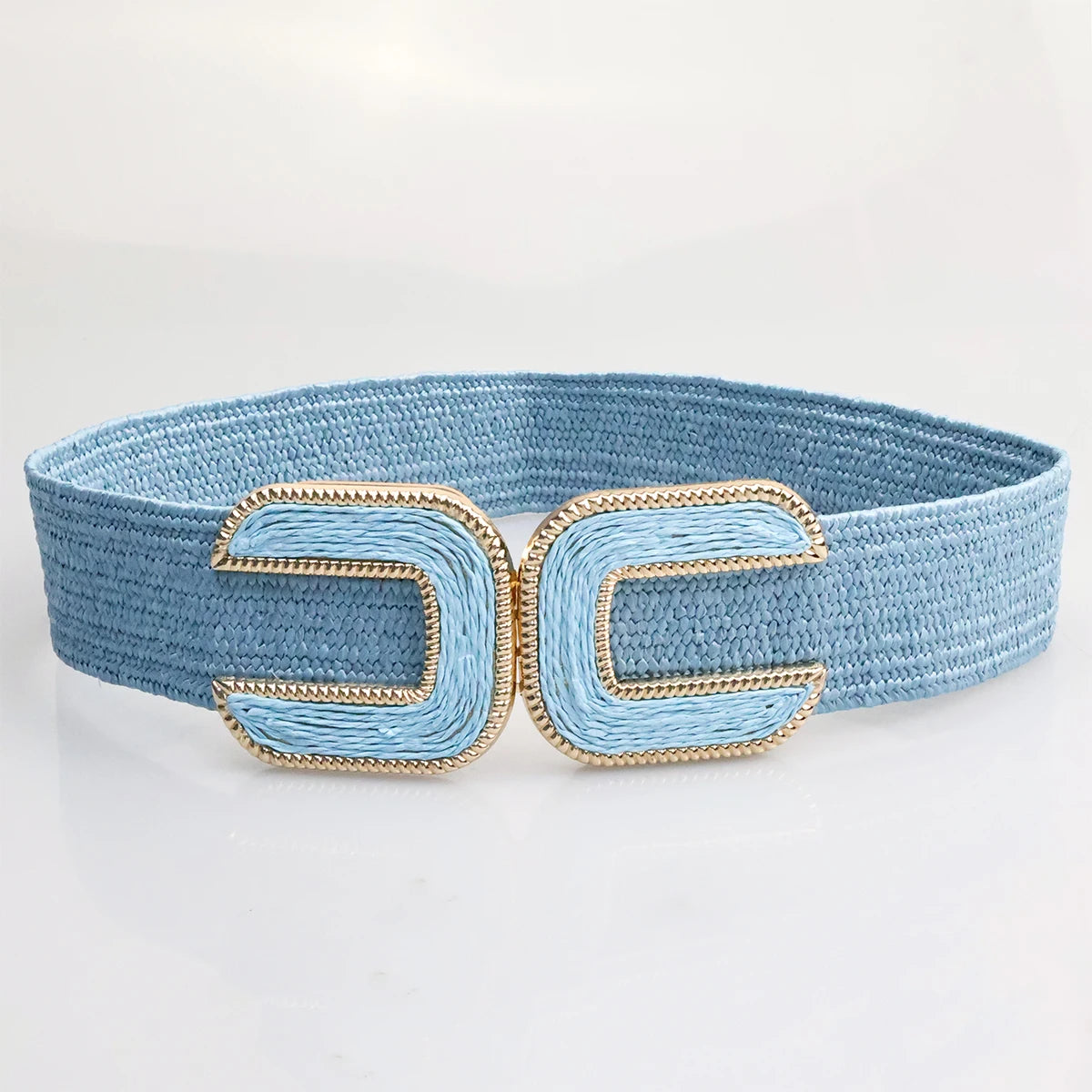 5cm Fashion Elastic Women's Belt PP Grass Woven Solid Color Elastic Belt for Women