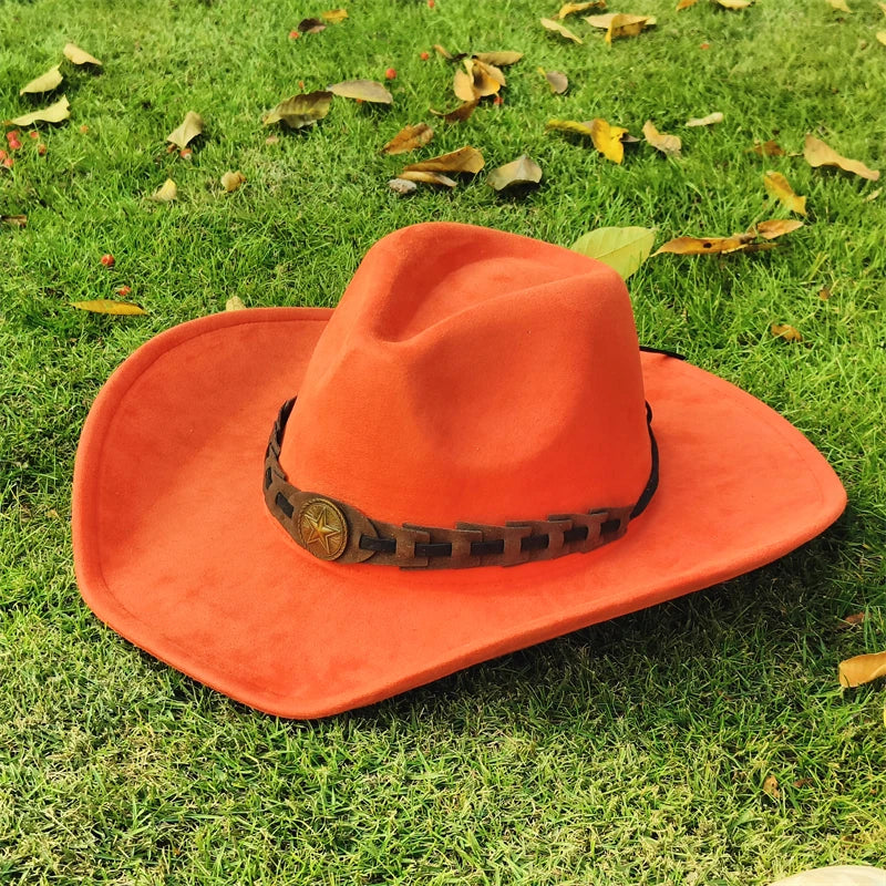 vegan suede Cowboy Hat for men retro suede cowboy Hat women Jazz hat wide brim Felt Fedora Hat vintage Panama sombrero hombre