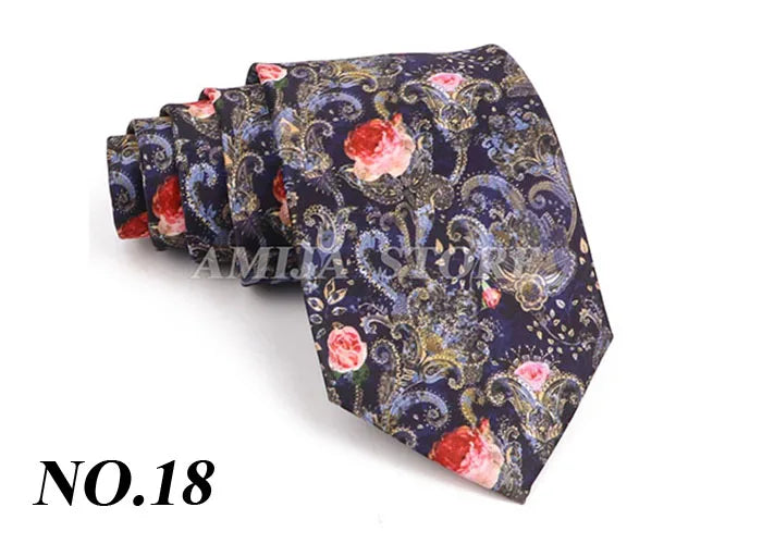 Vintage Imitation Silk Ties Men's Fashion 8cm Graffiti Painting Floral Necktie For Men Wedding Business Soft Printing Tie Wed Gi