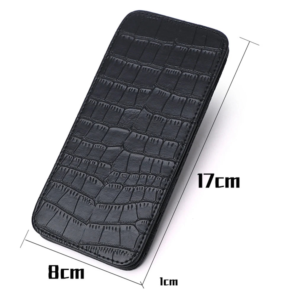 Long Crocodile Print Money Clip Men Multicard Slot Pu Leather Card Case Travel Document Organization Solid Color Women'S Wallet