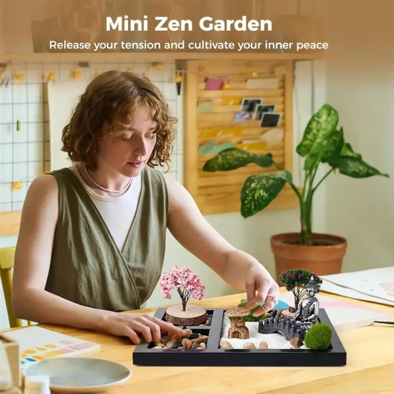 Mini Zen Garden Authentic Zen Garden Kit Zen Garden Accessories Kit With Bamboo Tools Home Office Desktop Meditation Decor