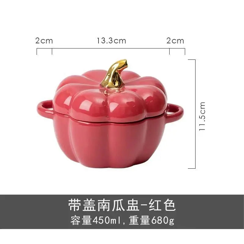 Creative Cartoon Pumpkin Shaped Ceramic Salad Bowl Kawaii Soup Bowl Kitchen Utensils Accessories Halloween Gift