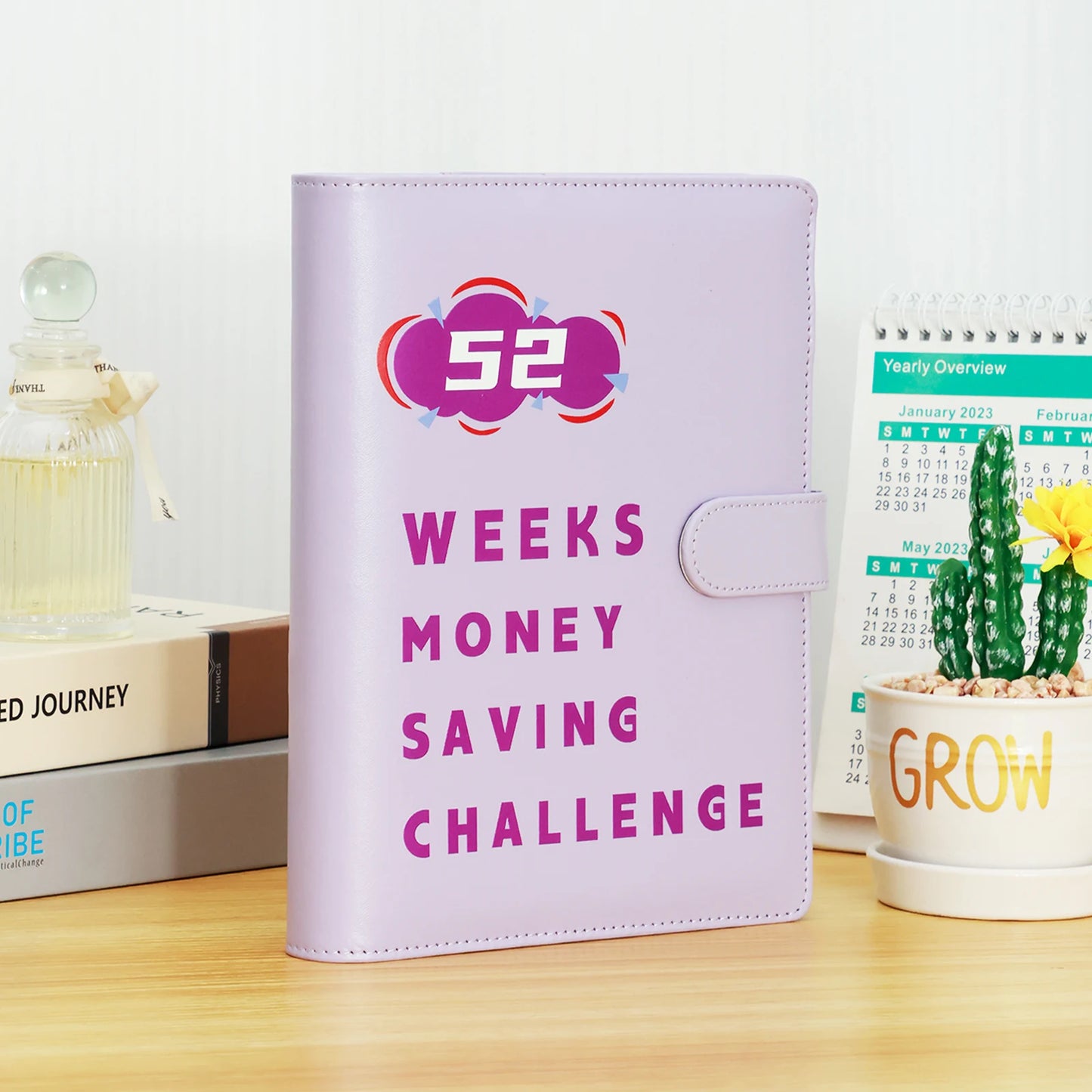 52 Week Money Saving Challenge Binder Reusable PU Budget Binder Book with Cash Envelopes and Stickers Money Saving Binder