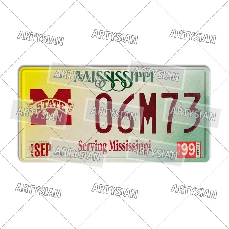 US Metal Plaque Retro Truck Number Plate Mississippi West Virginia Maine Illinois Idaho Iowa Pennsylvania Decorative Metal Sign