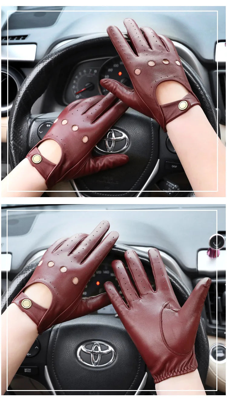 New Arrival Luxury Mens Genuine Leather Gloves Sheepskin Gloves Fashion Men Black Breathable Driving Gloves For Male Mittens