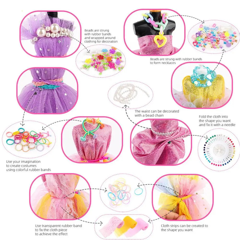 1 Set DIY Doll Children Handmade Material Package Girls' Clothing Creative Fashion Designer Kits For Your Children's Imagination