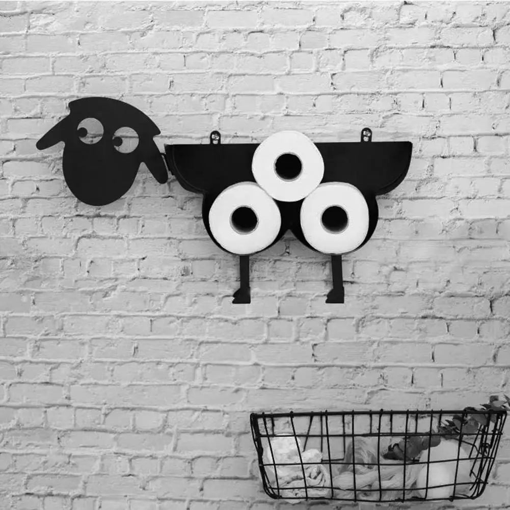 Sheep/Puppy Decor Toilet Paper Holder Free Standing Bathroom Tissue Storage Rack Toilet Roll Holder Paper Bathroom Iron Storage