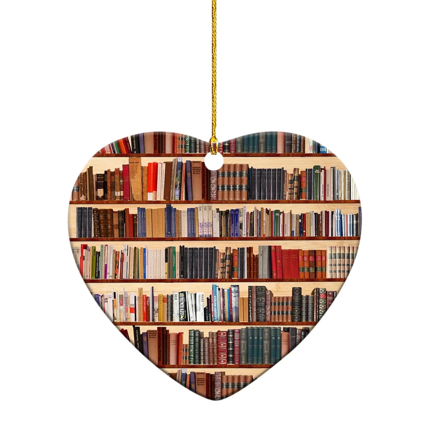 Book Lovers Heart Shaped Bookshelf Pendant Acrylic Craft Crystals Hanging Room Ornament Christmas Beard Decorations Car decor