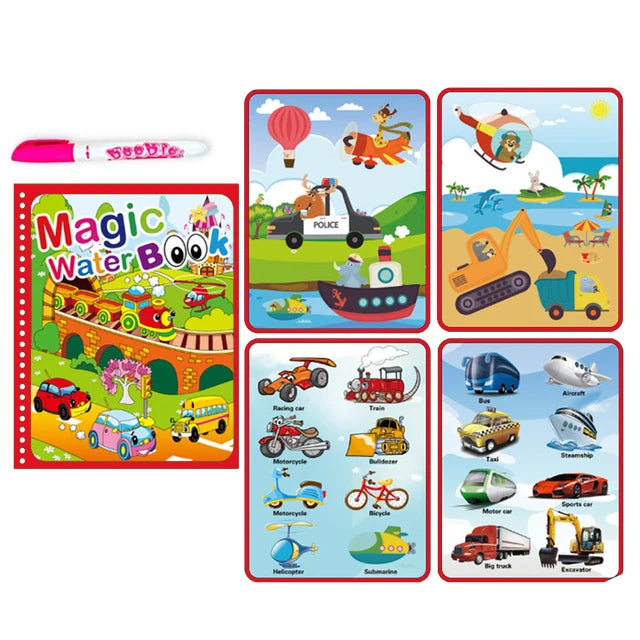 Children Early Education Toys Magical Book with Pen Water Drawing Montessori Toys Gift Reusable Coloring Book Magic Drawing Book