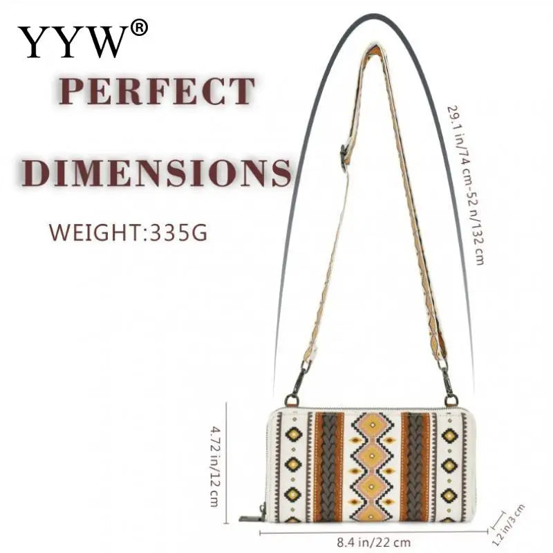 Fashion Bohemian Cowgirl Wallet Purse for Women Western Aztec Ethnic Clutch Wristlet Wallet with Credit Card Holder Shoulder Bag