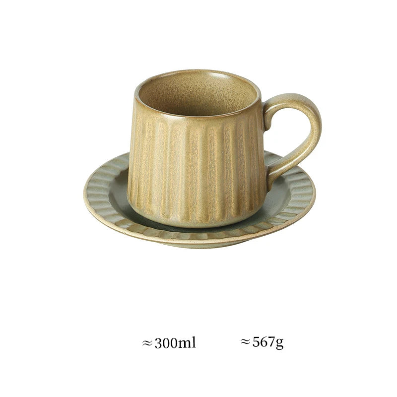 Ceramic Coffee Cup Set European American Roman Ear Hanging Flower Cups Restaurant Office Commercial Mugs Cup Plate Wholesale