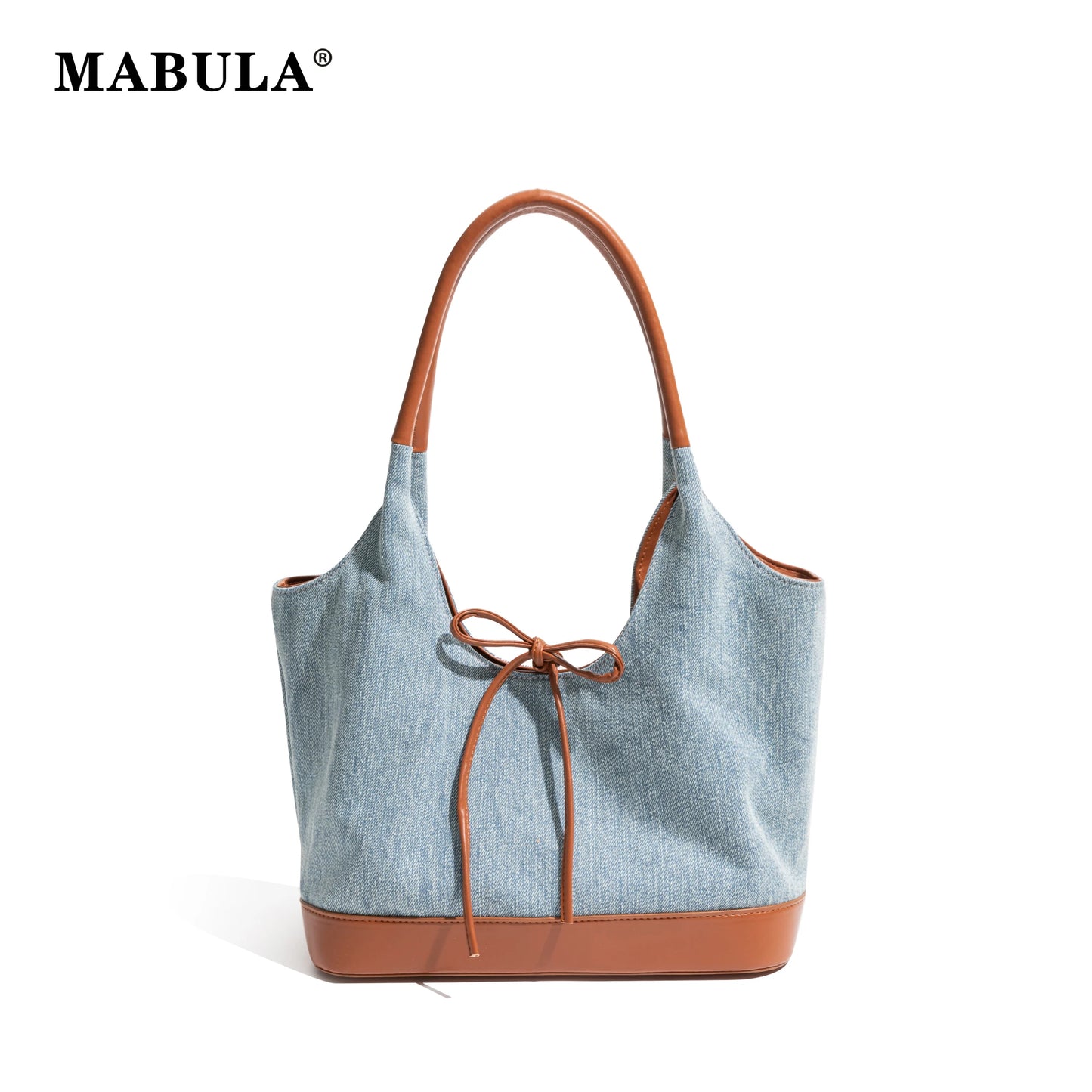 MABULA Vintage Casual Denim Bag High-end Fashion Denim Shoulder Bag Messenger Bag Large Capacity Women's Commuter Handbags