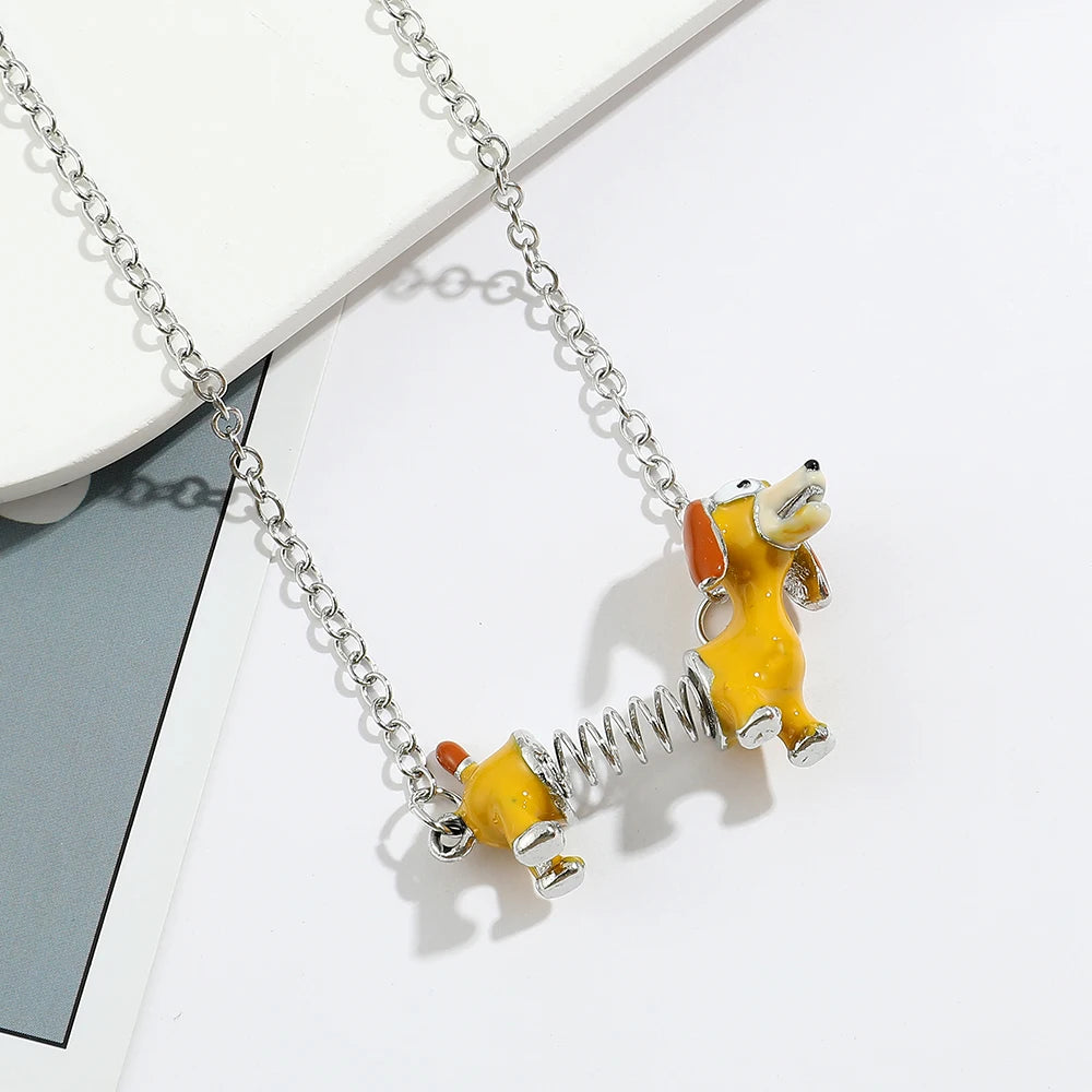 Disney Toy Story Necklace Cute Cartoon Figure Slinky Dog Metal Pendant Necklace Collar for Kids Kawaii Jewelry Accessories Gifts