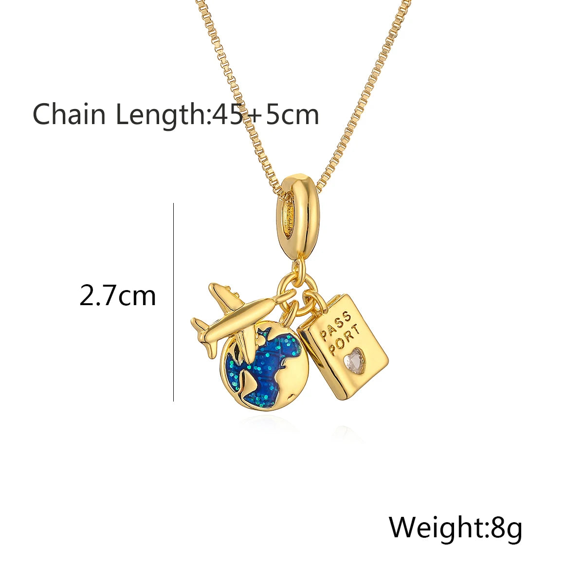 2023 Trendy Gold Color Box Chain Necklace Expoxy Oil Dripping Plane Camera Circle Pendant Necklaces For Women Girl Party Jewelry