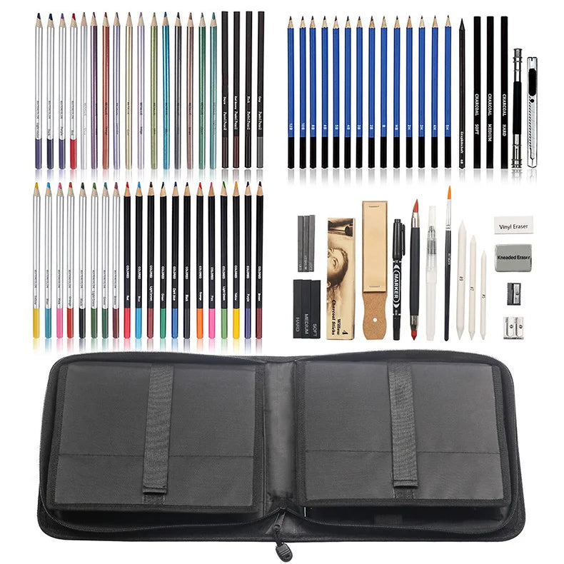 Sketching Pencil Set 70/83pcs Professional Drawing Kit Ideal for Drawing Blending Shading Artist Supplies for Kids Teens Adults