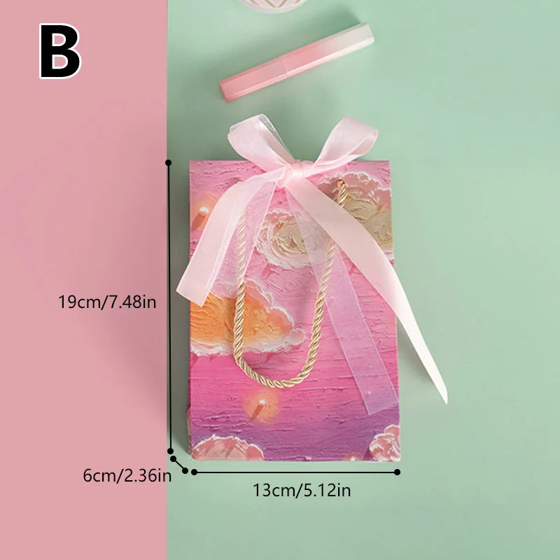 Flower Gift Packaging Bag 3D Cloud Oil Painting Paper Bag Valentine'S Day Birthday Wedding Party Favor Bag Clothes Store Handbag