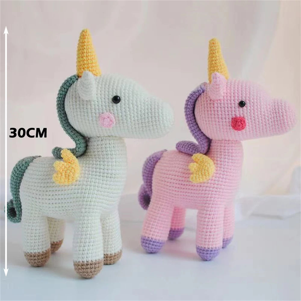 Unicorn Crochet Yarn Kit for Beginners DIY Animal Plush Doll Crochet with Yarn Hook and Accessories Hand Knitting Starter Kit Valentines Gift