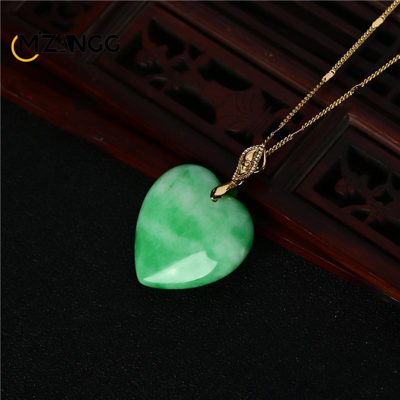 Natural Myanmar Jade Heart Pendant Dry Cyan Yang Green Love Necklace Personality Simple Jewelry for Men and Women Holiday Gifts