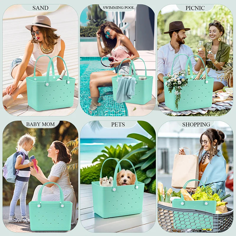 XL Extra Large Bogg Bag EVA Rubber Waterproof Beach Pool Storage Basket Women Travek Shopping Handbag Sac Bogg Jelly Tote Bag