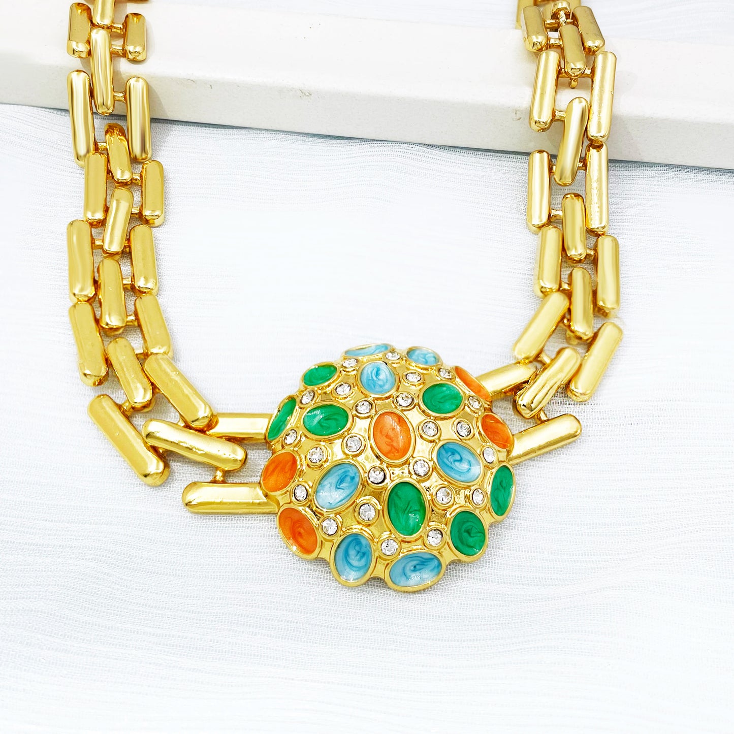 Women Jewelry Set Colorful Classic Design 18K Gold Plated Necklace Earrings Bracelet Ring 4PCS Set Jewelry Wedding Party Gift