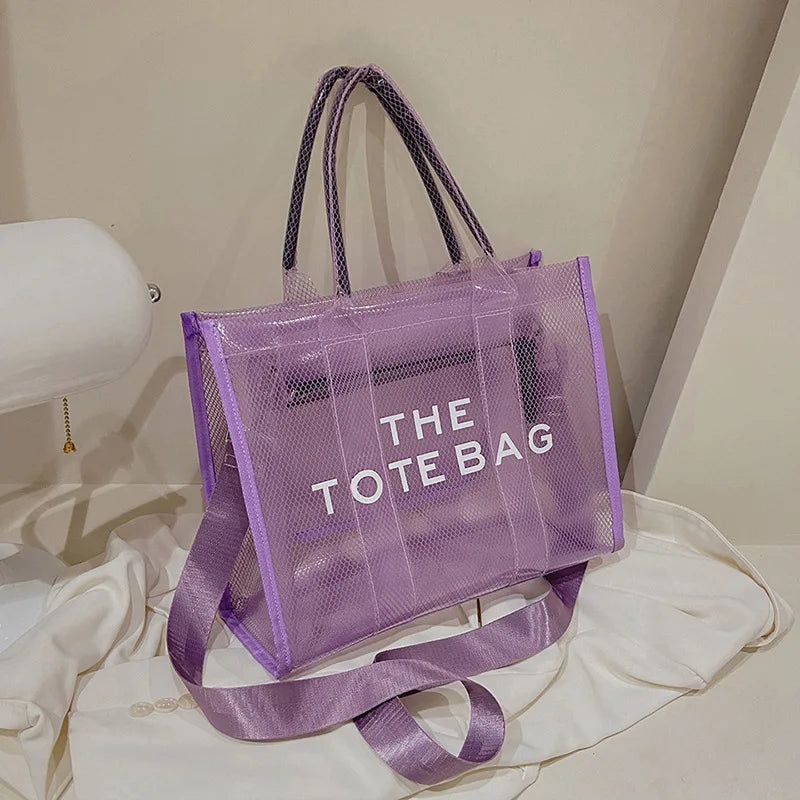 The Tote Bags For Women 2024 Summer New Luxury Designer Handbags Big Clear Beach Shopper Shopping Bag Large Totebag Square Purse