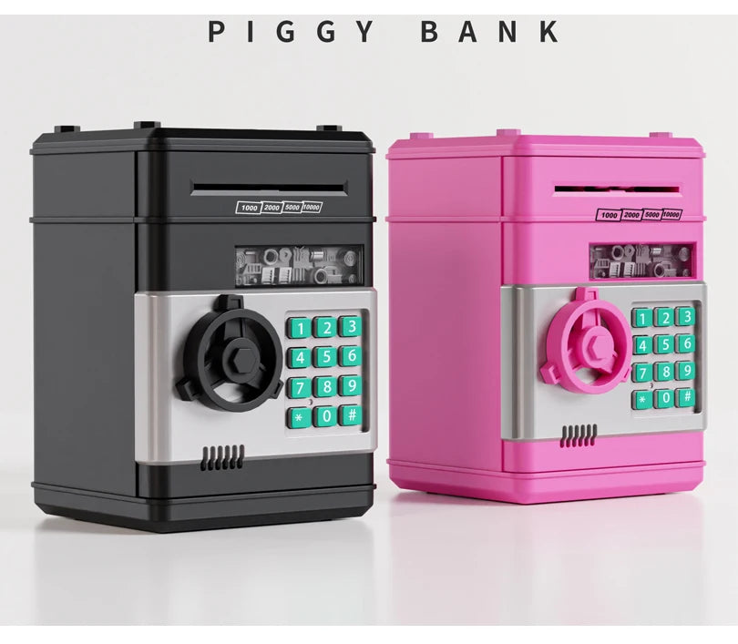 Creative Piggy Bank Automatic Mini Safe Coins Cash Saving Money Box Password Counter Code Key Lock Coin Bank ATM Child Gift