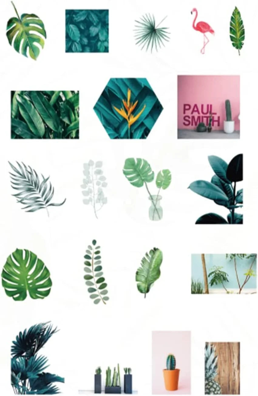 Fresh Washi Sticker Set Green Plant Leaf Hearb Plants Flower Branch Adhesive Stickers for Scrapbooking Planners Journals Diary