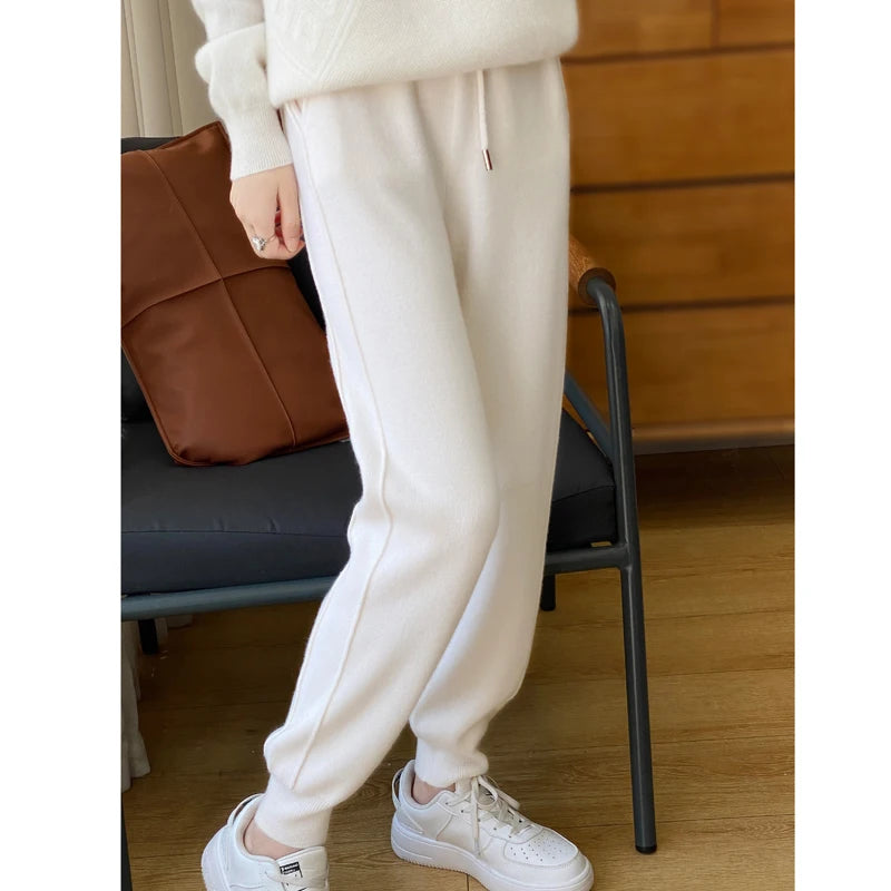 Cashmere Women's Pants Autumn/Winter Thick Warm Andy Cashmere Women's Pants Small Feet Casual Fashion Drawstring Women's Pants