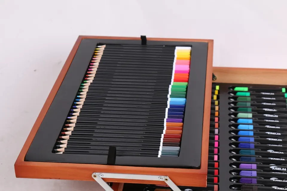 Acrylic Painting Pencil Oil Pastel Kids Drawing Art Sets in Wooden Box