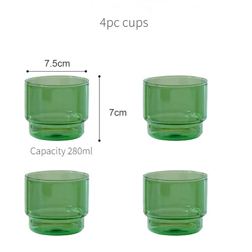 Green Glass Teacup Set for Home Office Use Heat-Resistant Glass Durable with Green Milk Mug Jug with Cup Coffee Mugs