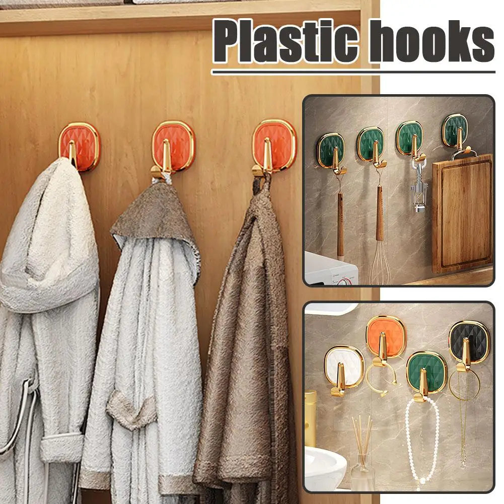 1pcs Luxury Punch-Free Wall Hooks Strong Sticky Coat Hanger Rack Clothes Towel Bag Key Kitchen Door Organizer Easy Install