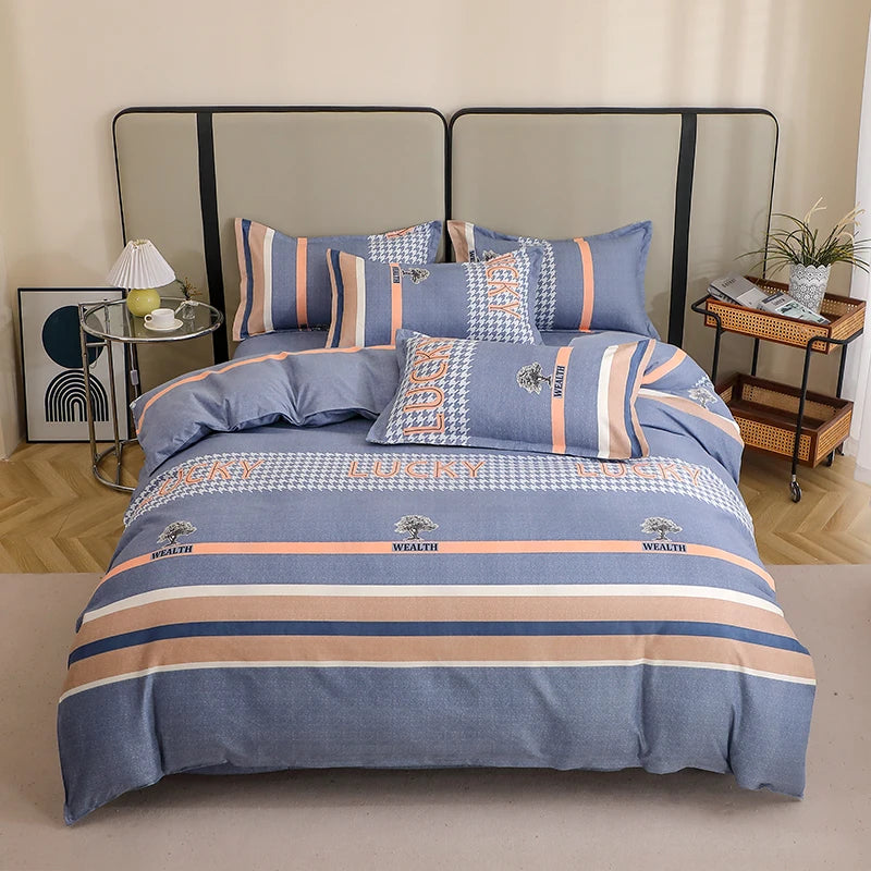 3 Pieces Luxury Striped Duvet Covers Soft Set Minimalist Modern Comforter Cover Thickened Breathable Bedding Sets for All Season