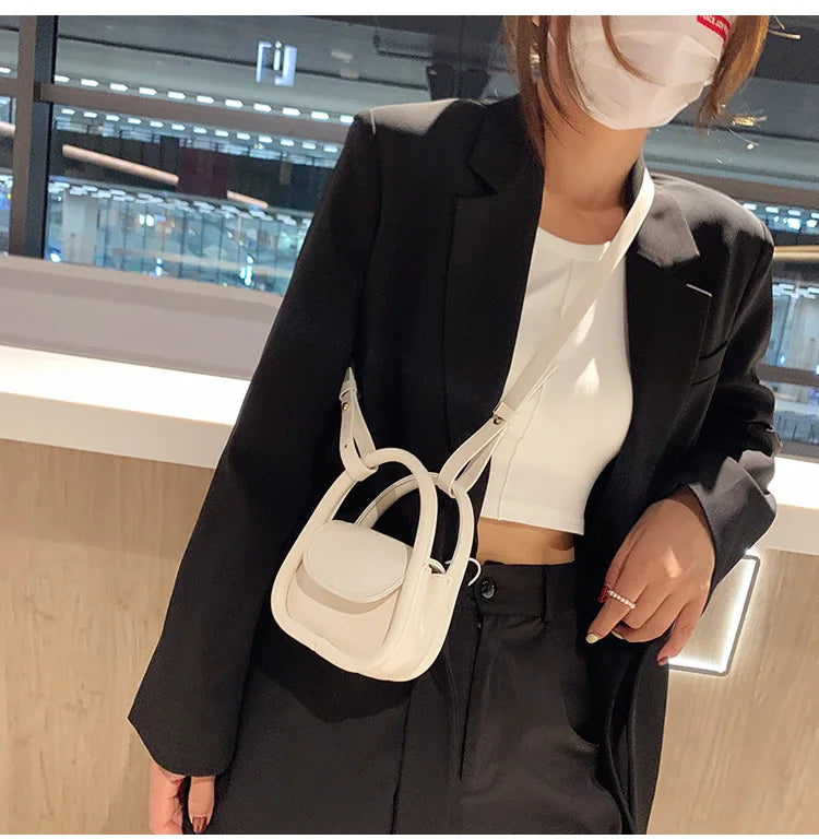 New Fashion Designer Mini Shoulder Bags Solid Color Black Brown Pu Leather Cross Body Bags Earphone Lipstick Small Storage Bags