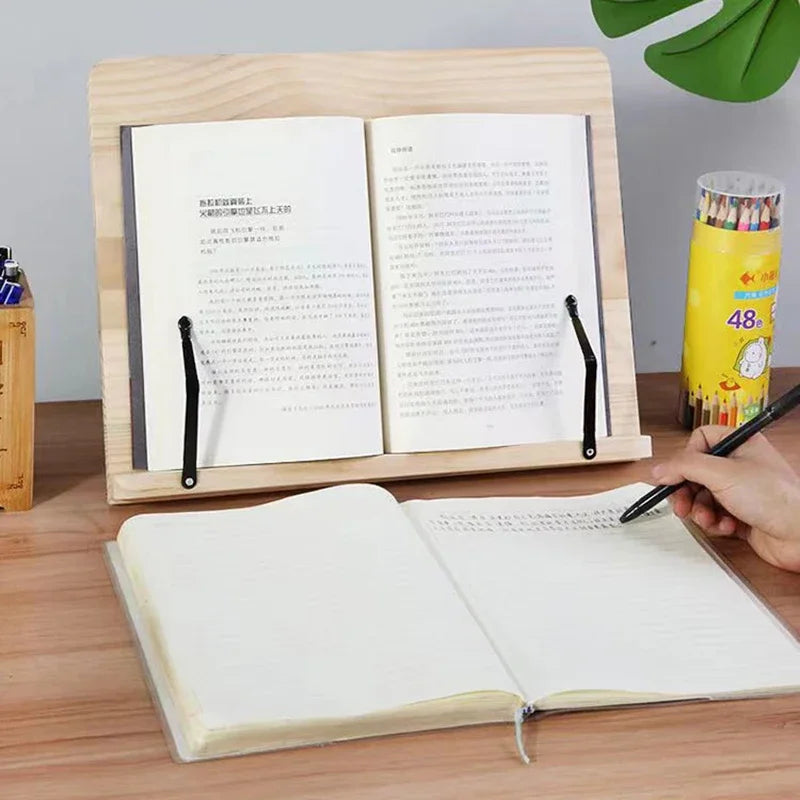 Portable Adjustable Book Holder Tray and Page Paper Clips-Cookbook Reading Desk Sturdy Stand for Books Lightweight Bookstand