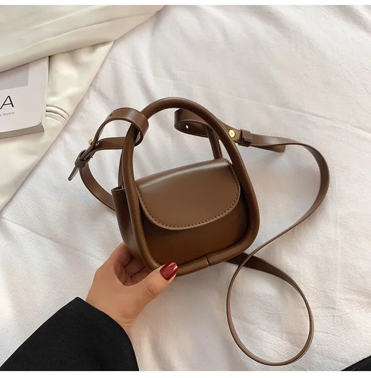 New Fashion Designer Mini Shoulder Bags Solid Color Black Brown Pu Leather Cross Body Bags Earphone Lipstick Small Storage Bags