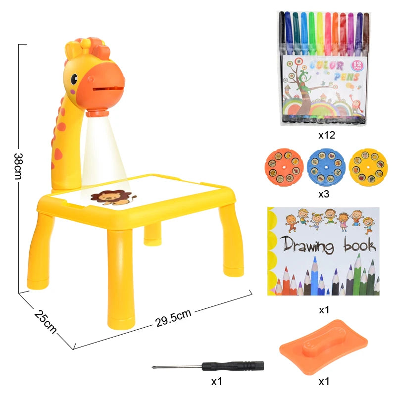 Children Led Projector Art Drawing Table Toys Kids Painting Board Desk Arts Crafts Educational Learning Paint Tools Toy for Girl