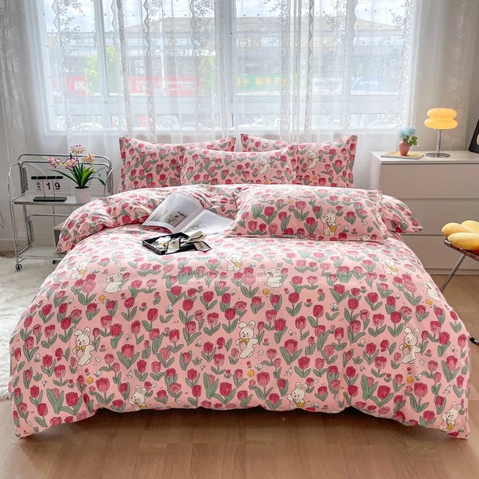 Colorful Polka Dot Cotton Duvet Cover Set with Zipper Cute Bear Bedding Sets for Men & Women, Luxury Reversible Comforter Covers