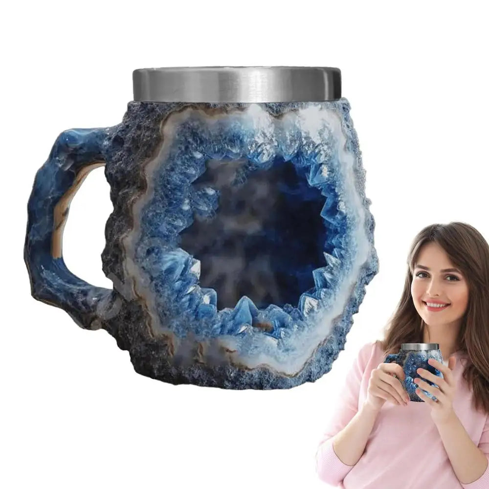 Resin Tea Cup Imitation Crystal Look Agate Crystal Texture Coffee Mug Agate Texture Hot Cold Water Cup For Boys Girls