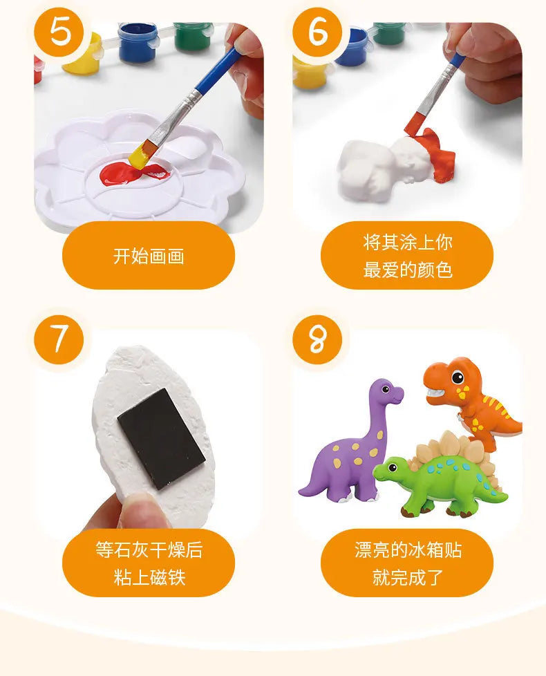 Children Graffiti Gypsum DIY Toys Creativity Scrawl Paint Set Drawing Cute Animals Cartoon for Kids Boys Girls Christmas Gifts