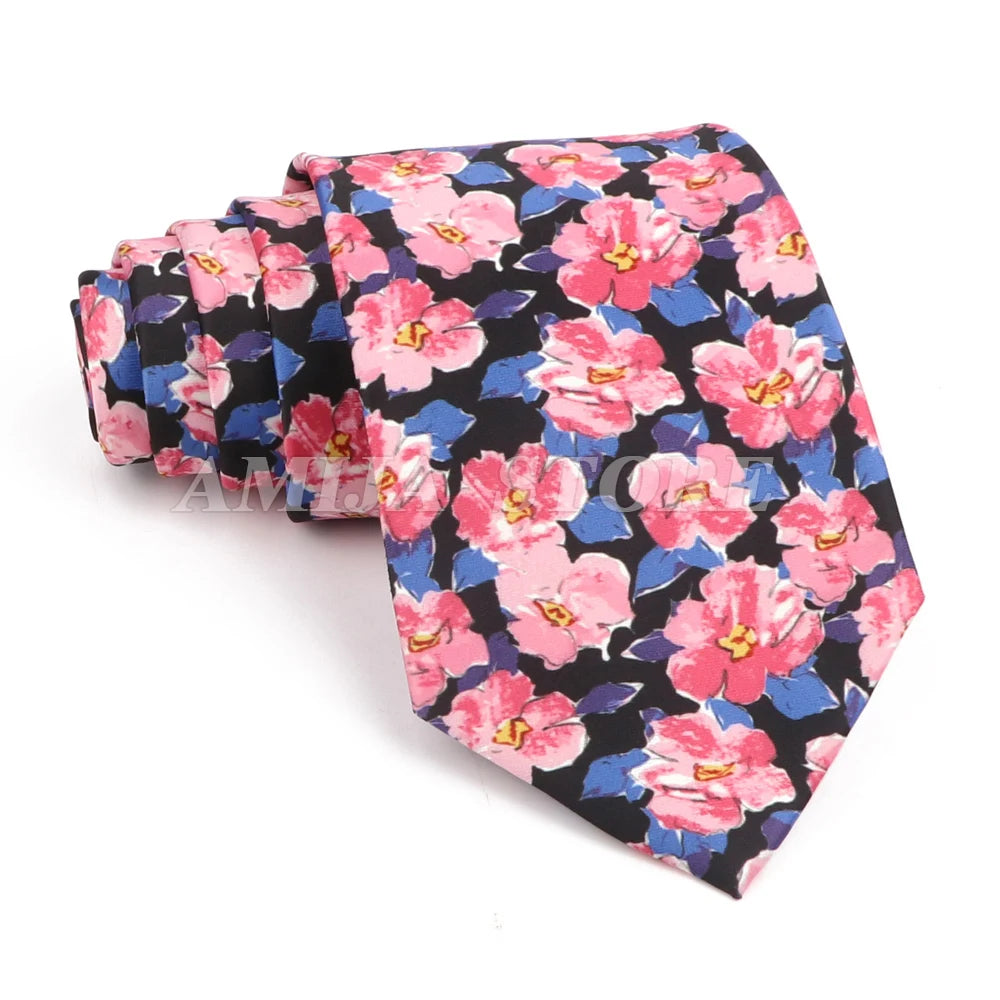 Vintage Imitation Silk Ties Men's Fashion 8cm Graffiti Painting Floral Necktie For Men Wedding Business Soft Printing Tie Wed Gi