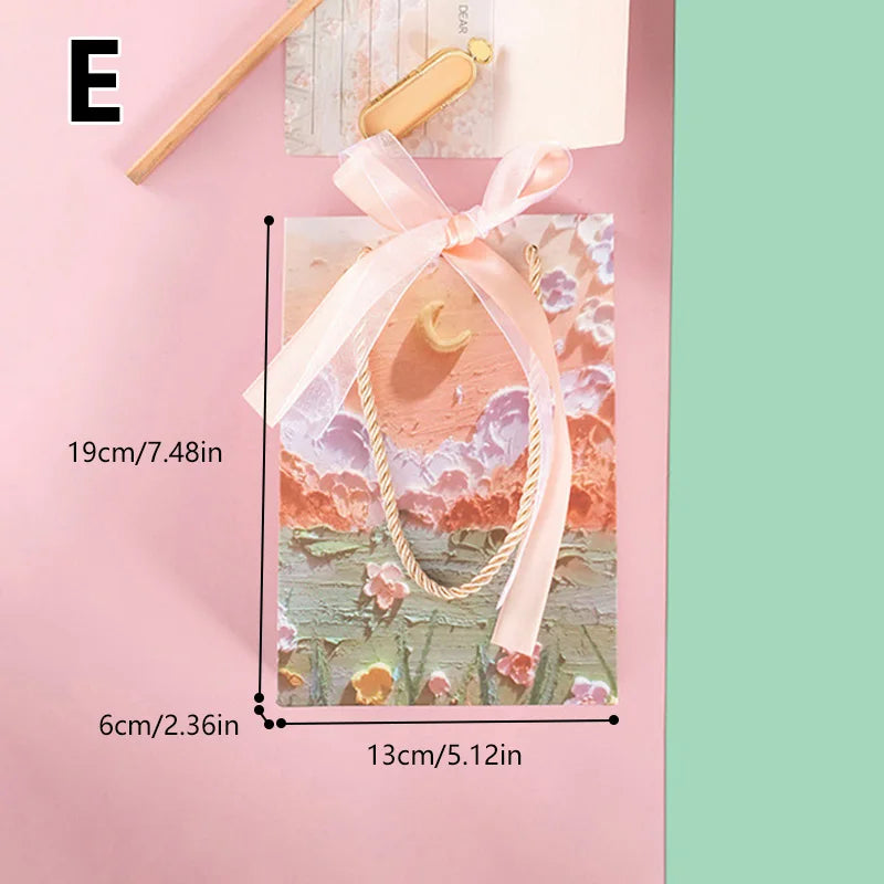 Flower Gift Packaging Bag 3D Cloud Oil Painting Paper Bag Valentine'S Day Birthday Wedding Party Favor Bag Clothes Store Handbag