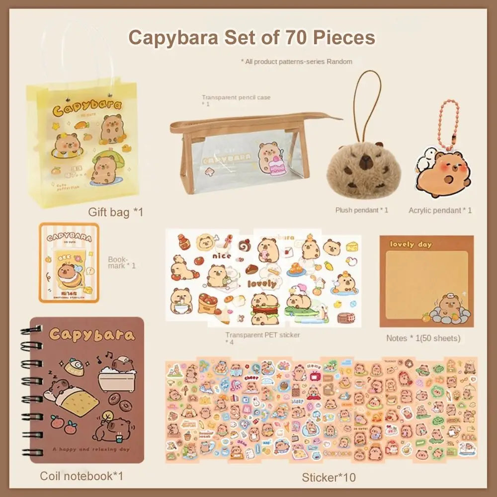 Kawaii Capybara Stationery Set Abundant Cartoon Birthday Gift Cute with Handbag Graduation Gift for Primary School Students