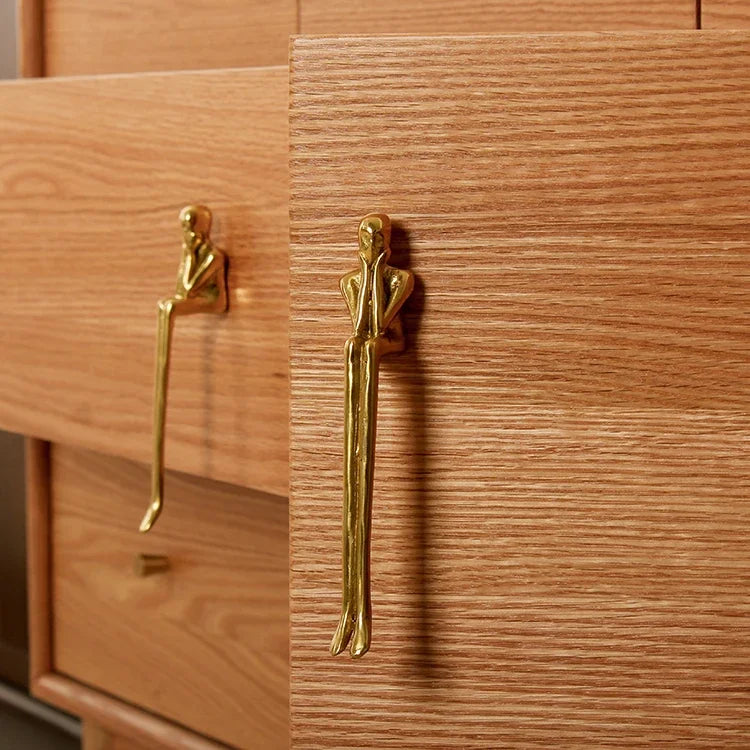 Brass Handle Nordic Modern Simple Wardrobe Door Cabinet Drawer Luxury Humanoid Copper Cabinet Creative Long Handle Drawer Knobs