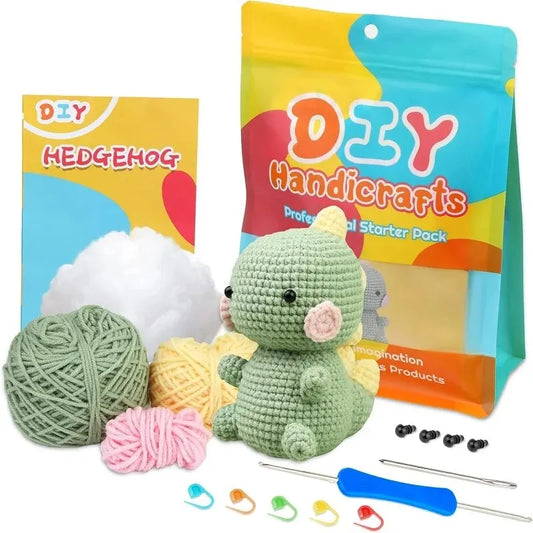 BUDDUR Dinosaur Crochet Knitting Kit With Instruction And Cotton Yarn Thread For Doll Making DIY Handmade Craft Accessories Set