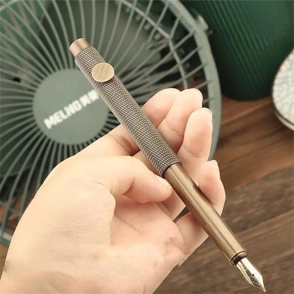 Retro EF/F/Bent Metal Stationery Brass Fountain Pen Fountain Pen Writing Pen Mini Ink Pen Business Signature Pen Portable