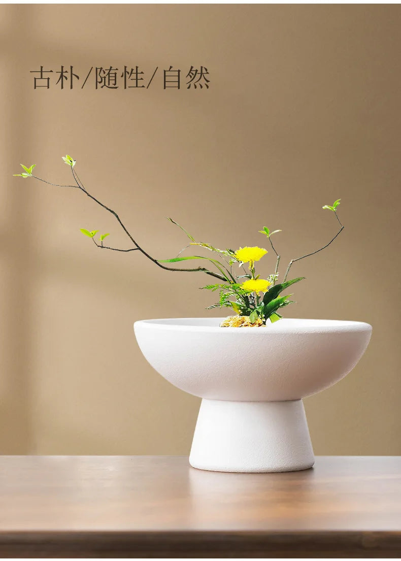 Creative Simple Flower Arranger Flower Pot Decoration Piece Living Room Desktop Ceramic Chinese Decor Flowerpot Accessories