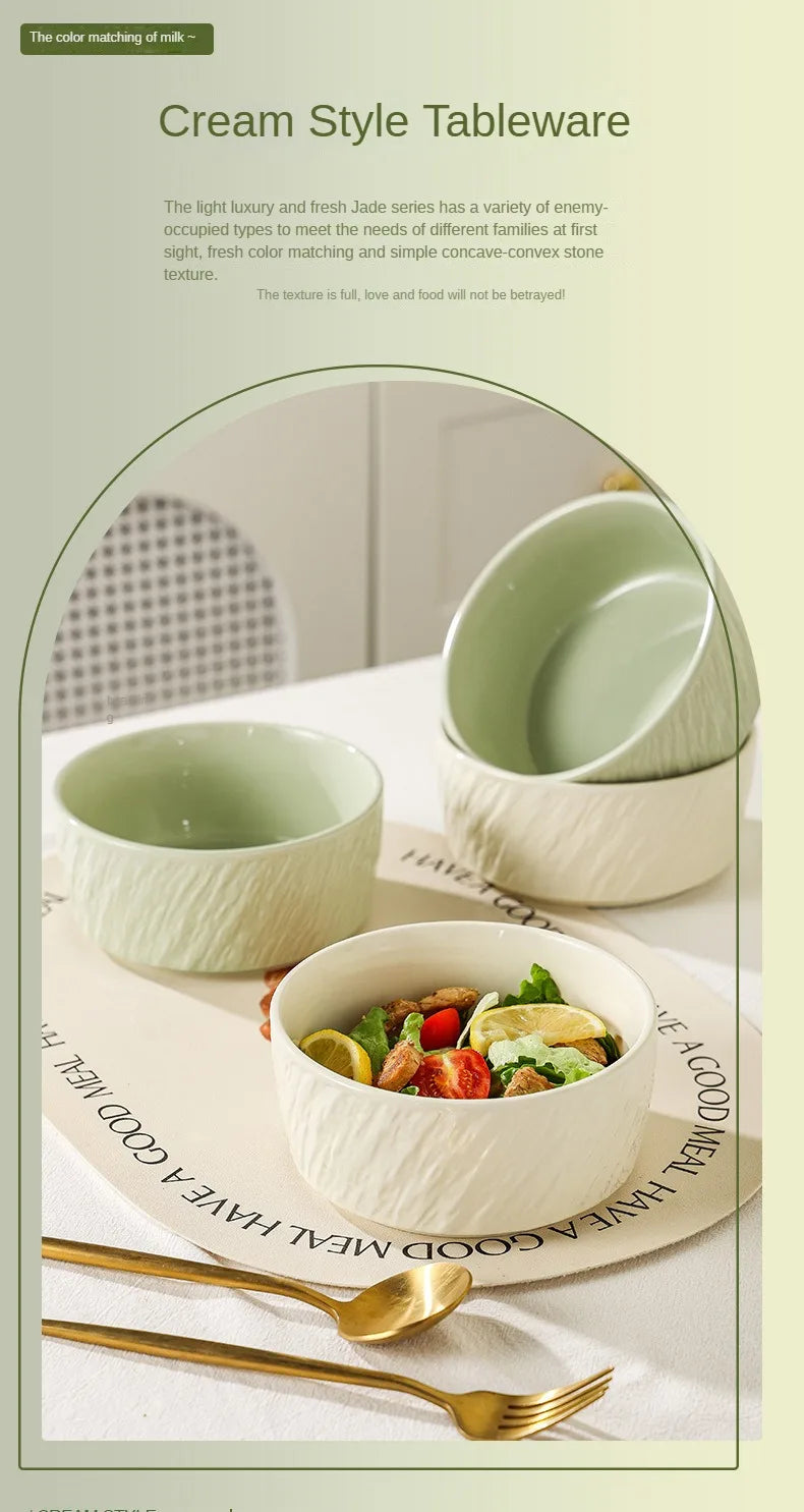 High end and fresh cream style tableware, dishes, rice bowls, underglaze colored plates, large soup bowls