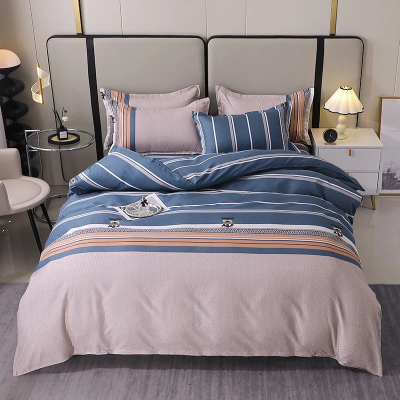 3 Pieces Luxury Striped Duvet Covers Soft Set Minimalist Modern Comforter Cover Thickened Breathable Bedding Sets for All Season